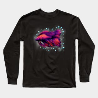 Red Siamese Fighting Fish (Betta Splendens) Long Sleeve T-Shirt